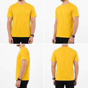 T-shirt en coton pour homme, col ras du cou, manches courtes, respirant, séchage rapide, coupe classique, couleur unie, vêtement décontracté, 100% coton jersey tricoté - Product Image 6