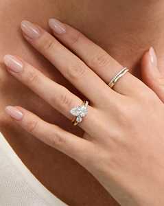 Lab Grown Diamond Stackable Ring Custom 10K 14K Solid Gold 1.5mm Width Minimalist Open <b>Gap</b> Bypass Matching Engagement Wedding - Product Image 4