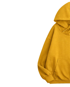 Sudadera con Capucha Amarillo Mostaza para Hombre con Rayas Laterales en Contraste, Estilo Casual Urbano, de Algodón y Felpa, con Bolsillo Canguro - Product Image 3