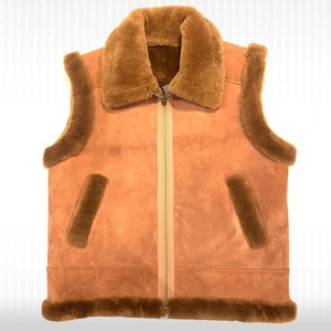Men <b>Brown</b> Suede Shearling Genuine Leather Vest Winter Waistcoat Men's <b>Brown</b> Suede Leather Shearling Vest - Product Image 1