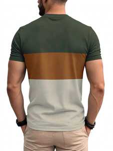 T-shirt en maille pour homme, coupe classique, couleur personnalisable sur le devant, 100 % coton, col rond, manches courtes, décontracté, respirant, écologique, séchage rapide - Product Image 5