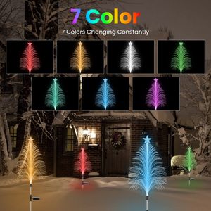 4-Pack 7 Color Changing Solar Christmas <b>Tree</b> <b>Lights</b> Outdoor Optical Fiber Stake <b>Lights</b> Cedar <b>Tree</b> Topper Star IP44 Garden <b>Lights</b> - Product Image 3