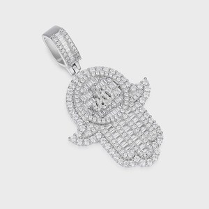 Colgante Hamsa, Colgante Ojo de Eil, Colgante Mano de Fátima, Colgante de Plata 925 con Incrustaciones, Colgante Espiritual de Buena Suerte, Joyería de Protección - Product Image 2
