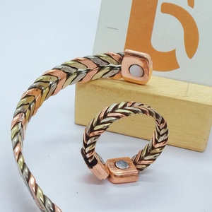 Vintage Fashion Trendy Twisted Copper Magnetic <b>Bangle</b> <b>Bracelet</b> Set Antique Plated Braided Cuff Jewelry for Gift - Product Image 6