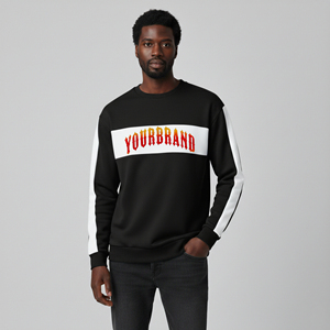 Sweat-shirt d'hiver surdimensionné 100 % coton pour homme, bicolore, avec logo brodé personnalisé, fermeture éclair, effet délavé – Meilleure vente - Product Image 4