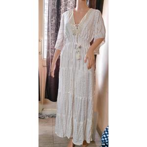 Robe longue en coton imprimé pour femme, à manches courtes, coupe ample, style bohème, idéale pour l'été – Fournisseur - Product Image 4