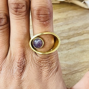 Wholesale Trendy Abstract Art <b>Ring</b> Amethyst Brass Hollow <b>Ring</b> Gold Plated Geometric Jewelry Asymmetrical Modern <b>Boho</b> Womens <b>Ring</b> - Product Image 6