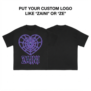 เสื้อยืดผู้ชายเรียบง่าย 240 GSM ผ้าฝ้ายคอมบ์พรีเมียมเนื้อหนัก สีดำ ทรงโอเวอร์ไซส์ พิมพ์ลายโลโก้แบบ DTF  ใส่สบายๆ - Product Image 1