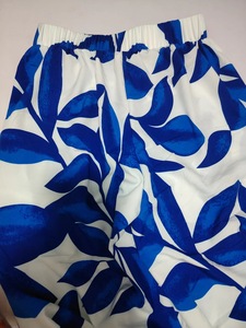 Pantalones de chifón con estampado de hojas azules de cintura alta, pantalones de corte recto con cintura elástica, pantalones casuales de verano para mujer - Product Image 5