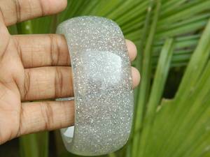 Handcrafted Silver Glitter Resin Bangle Wide Acrylic <b>Stacking</b> - Product Image 2