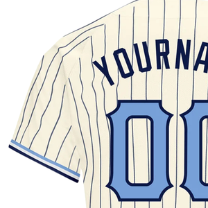 Men Neutral Navy Pinstripe Light Blue Navy Baseball Jersey Button Front Team Shirt Performance <b>Athletic</b> Practice Game Uniform - Product Image 5