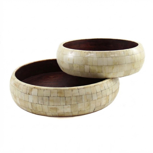 Modern Bone Inlay <b>Bowl</b> Striped <b>Mango</b> <b>Wood</b> Salad Serving <b>Bowl</b> Round Fruit <b>Bowl</b> For Home Hotel Countertop Decor Bulk Supplier - Product Image 2