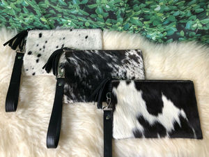 Brown Customized Real Cowhide Leather <b>Wristlet</b> Clutch Purse Handbag Wallet Black with Custom logo Printed Oem Service - Product Image 4