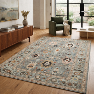 Tapis en laine de style persan noué à la main, design floral turc traditionnel, tapis tissé fait main pour salon et chambre à coucher - Product Image 1