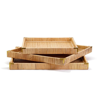Maßgefertigtes Rattan-Serviertablett im Bohemian-Stil Multifunktionales Aufbewahrungstablett für Geschirr & Schmuck Tee Kaffee Snacks Frühstück