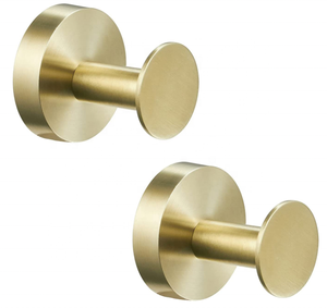 Porte-manteau mural auto-adhésif en laiton massif, durable, moderne et polyvalent pour chambre et salle de bain, pour suspendre vêtements et accessoires - Product Image 1