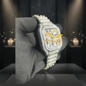 Reloj de Lujo para Hombre con Incrustaciones de Diamantes, Acero Inoxidable, Rectangular, Cuarzo, Esfera con Números Romanos, Cristal de Zafiro, 20mm, 3BAR Resistente al Agua - Product Image 3