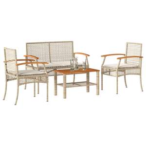 Ensemble de salon de jardin beige et marron - Product Image 1