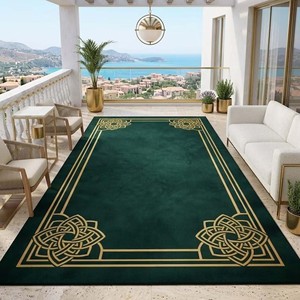 Alfombra Moderna Verde con Borde Festoneado, Alfombra Decorativa de Lana Hecha a Mano para Sala de Estar, Dormitorio, Alfombra de Lujo - Product Image 2