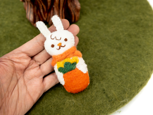 Handmade Stitched Felt <b>Easter</b> Bunny in Carrot – Wool Bunny <b>Ornament</b>, Hanging <b>Easter</b> Decor, Basket Toy & <b>Easter</b> Gift Decoration - Product Image 6