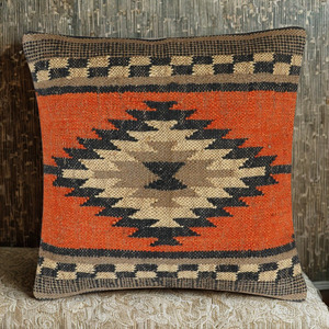 Coussin carré artisanal en laine et jute, motif abstrait doux, taille et couleur personnalisables, pour chaise et dossier de chaise d'hôtel - Product Image 3