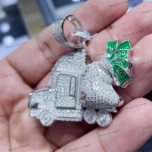 Colgante de Bolsa de Dinero, Elaborado en Plata 925 con Diamante Moissanita, Diseño de Lujo Hip Hop, Estilo Iced Out - Product Image 4