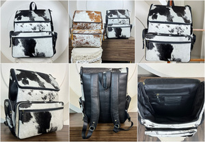 Nouveau vrai cheveux faits à la main sur cacher fourrure cuir sac à dos rétro véritable cuir de vachette naturel Vintage unisexe décontracté travail sacs d'ordinateur portable - Product Image 3