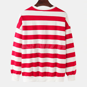 Sudadera Premium para Hombre, Cuello Redondo, Rayas Rojas y Blancas, Diseño con Bolsillo, Estilo Casual, Tejido, Talla Grande, Ideal para Primavera, Superventas - Product Image 2