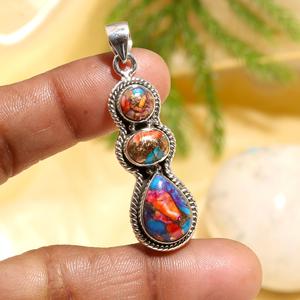 Best Selling Pink Spiny Oyster Turquoise Pendant 925 Silver Handmade Pear Shape Gemstone Inlay Jewelry <b>Gift</b> <b>For</b> <b>Her</b> - Product Image 1