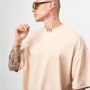 เสื้อยืดโอเวอร์ไซส์สตรีทแวร์ผ้าเจอร์ซีย์คอตตอน 100% ระบายอากาศได้ดี 200gsm ไซส์พลัส หนานุ่ม ทรงหลวม ไหล่ตก แขนสั้น สำหรับผู้ชาย - Product Image 4