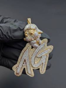 Pendentif personnalisé en moissanite plaqué or, style hip-hop, breloque nominative, bijou pour cadeau et mode - Product Image 4