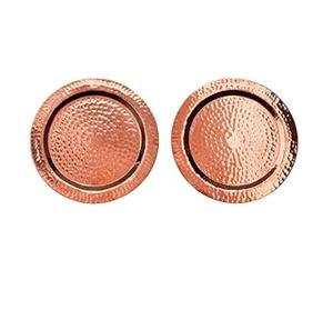 Meilleures ventes : Sous-verre rond artisanal en acier inoxydable et cuivre, finition martelée, pour la maison et la cuisine - Product Image 1