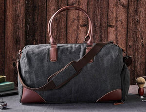 Sac de voyage robuste en cuir et toile, imperméable, sac de week-end, bagage à main LCTB-0008 - Product Image 4