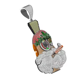 Pendentif Croix Personnalisé en Argent Sterling 925 avec Logo Trois Diamants en Moissanite (Testeur Inclus) – Breloques Homme Style Hip Hop Chrétien - Product Image 1