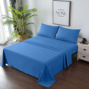 Draps-housses 100% coton doux et confortables, ensemble de 4 pièces pour lit double, drap plat - Product Image 5