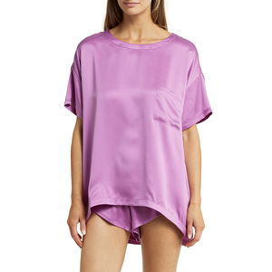 2026 New Bow Design Women's Summer Casual Loungewear Short Sleeves Set Breathable & Soft High Quality Customizable 100% Cotton - Product Image 1