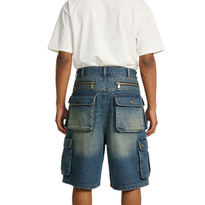 Nouveaux shorts en jean streetwear pour hommes, grande taille, longueur longue, avec design tricoté extensible ample, fins et légers pour l'été - Product Image 6