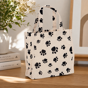Custom Paw Print <b>Mini</b> Cotton Tote <b>Bag</b> 220 GSM All Over Printed Reusable Promotional Gift Shopping <b>Bag</b> OEM ODM Manufacturer India - Product Image 6