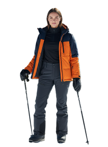 Men's Hooded Color Blocked Ski <b>Jacket</b> Orange Synthetic Insulation <b>Waterproof</b> Gore-Tex Zipper Closure Outdoor <b>Winter</b> Wear - Product Image 3