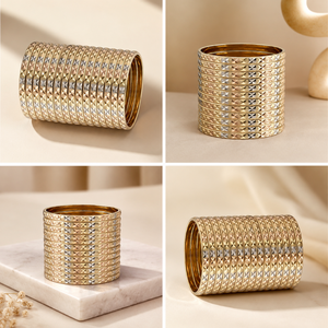 ORO-Z Classic Three Tone Plated High Quality Trendy Geometric Stackable <b>Bangles</b> for Women Girls Fashion Jewelry for Party - Product Image 4
