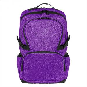 Sacs à dos de cheerleading scintillants et résistants avec tissu imperméable brillant, patchs nominatifs brodés personnalisés et doublure en nylon - Product Image 1