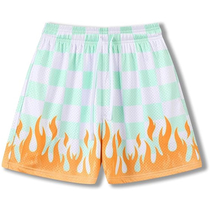 Shorts en maille épaisse tendance pour hommes, motif à carreaux par sublimation, séchage rapide, respirant, avec cordon de serrage, pour le basketball et les loisirs - Product Image 1