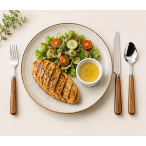Juego de Cubiertos de Acero Inoxidable Premium con Mango de Madera Natural para Hoteles y Restaurantes, Eventos de Gastronomía, Precio Económico - Product Image 2