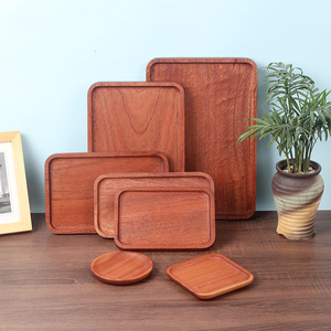 Durable Acacia Wooden Tray Polished Metal Handles Eco-Friendly Dishwasher Safe Antique Imitation Design Art Tableware - Product Image 2
