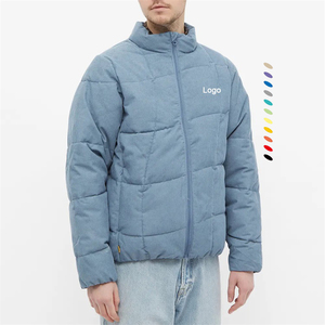 Chaqueta acolchada de pana para hombre, cuello alto, cremallera completa, cortavientos, gruesa, informal, para invierno, color liso, relleno de poliéster - Product Image 1