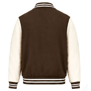 Veste universitaire pour homme, couleur marron crème, blocs de couleur, col rabattu, coupe classique, en polyester et coton, pour l'automne - Product Image 2