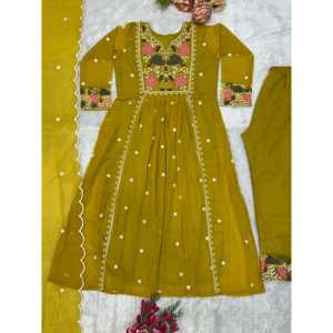 Conjunto de Top y Dupatta Elegante para Fiesta, Color Amarillo, Talla M, para Mujer, Marca Valam Fashion - Product Image 3