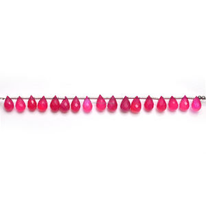 Perles de pierres précieuses en forme de larme à facettes en calcédoine rose naturelle 8x6mm-9x6mm brin de pierres précieuses de 4 pouces pour la fabrication d'articles de bijoux - Product Image 3
