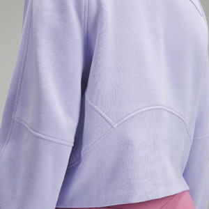 Suéter de Cuello Alto de Punto Color Morado Claro para Mujer, con Bolsillos, Corte Corto, Manga Regular, Color Sólido, Transpirable, para Otoño - Product Image 4