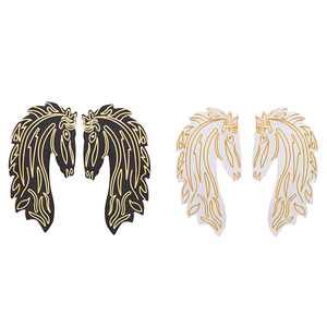 Poignée de porte principale en aluminium, design tête de cheval, paire, blanc doré, noir mat, or, motif animal sculpté, quincaillerie d'entrée - Product Image 4
